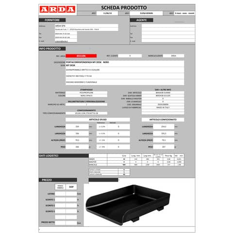 Portacorrispondenza ARDA Mydesk polipropilene infrangibile nero 33,5x25,4x7 cm - 85510N